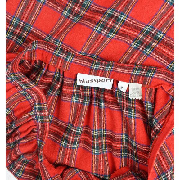 Vintage 70s Red Tartan Plaid Wool Blend Preppy Full Midi Skirt with Pockets S - Picture 6 of 6